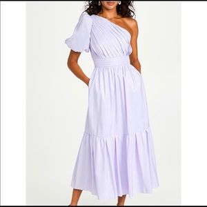 Self-Portrait Lilac One Shoulder Midi Dress